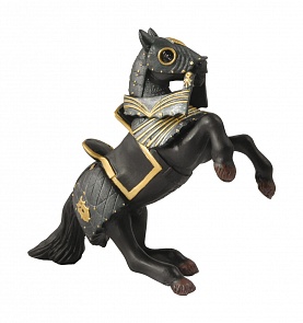 Фигурка - Конь на дыбах в доспехах черный (Papo, 39276_papo)